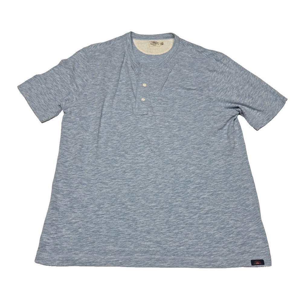 Faherty Shirt Mens L Blue Short Sleeve Heather Henley Coastal Preppy